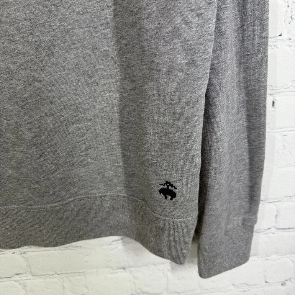 Brooks Brothers 346 Mens Medium Quarter Zip Pullover Gray 100% Cotton Sweatshirt